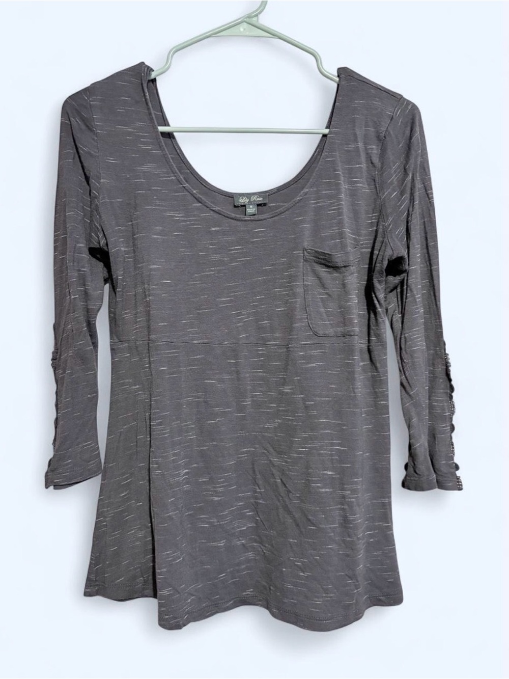 Lily Rose Charcoal Scoop Neck Pocket Top